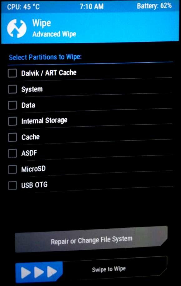 TWRP Menu